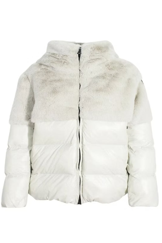 Giubbotto da ragazza con doppio design in pelliccia e nylon 25WBLGC02411