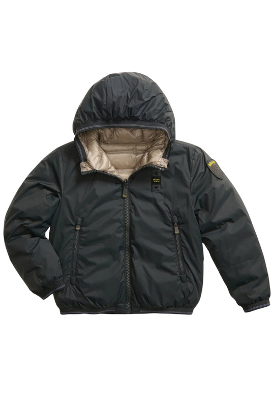 Giubbotto da ragazzo reversibile con cappuccio fisso25WBLKC06433
