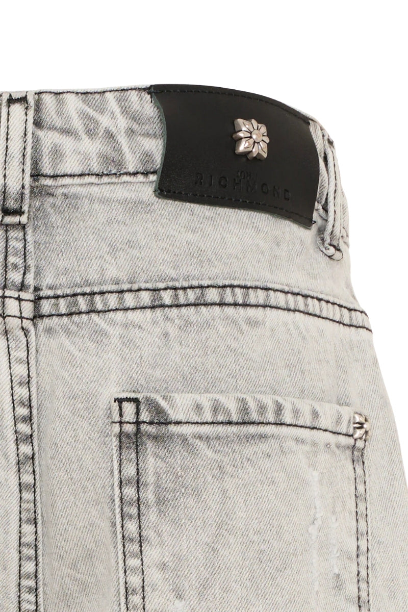 Bermuda da ragazza in denim scuro con strappi frontali RBP26093BE