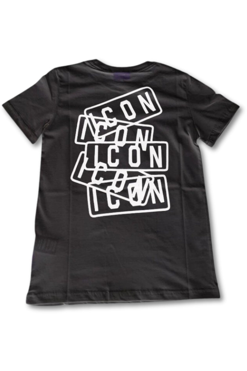 T-shirt da ragazzo girocollo con multi logo lettering sul retro IBKS00654