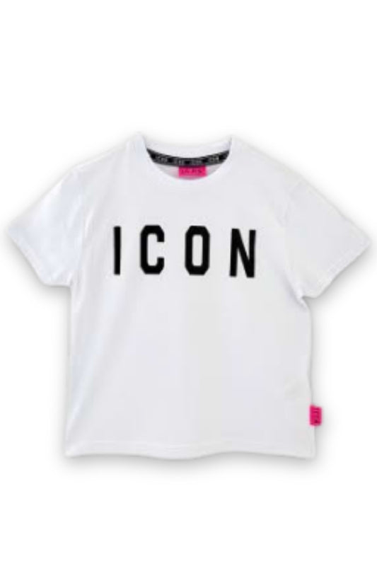 T-shirt girocollo da ragazza cropped a maniche corte con logo IGKS00508
