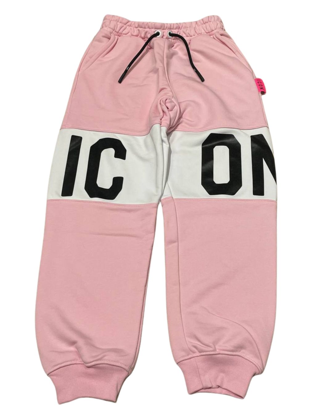 Pantaloni tuta da ragazza con cinta elastica e maxi logo lettering frontale IGSP00503