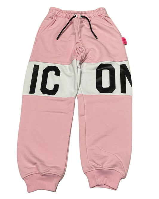 Pantaloni tuta da ragazza con cinta elastica e maxi logo lettering frontale IGSP00503