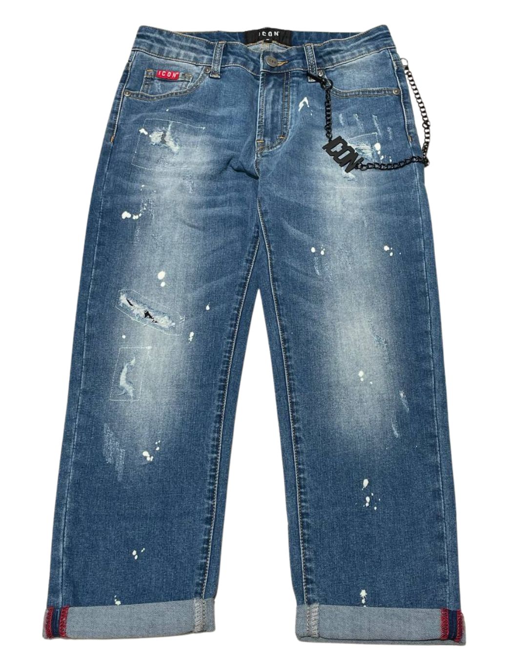 Jeans da ragazzo con catena logata in dotazione IBDT00450