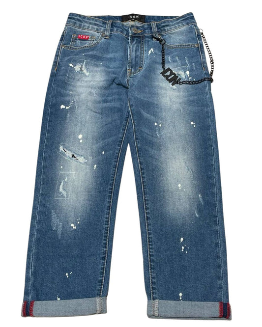 Jeans da ragazzo con catena logata in dotazione IBDT00450