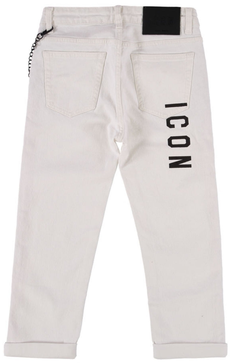 Pantaloni da ragazzo con catena logata in dotazione e logo sul retro IBDT00446