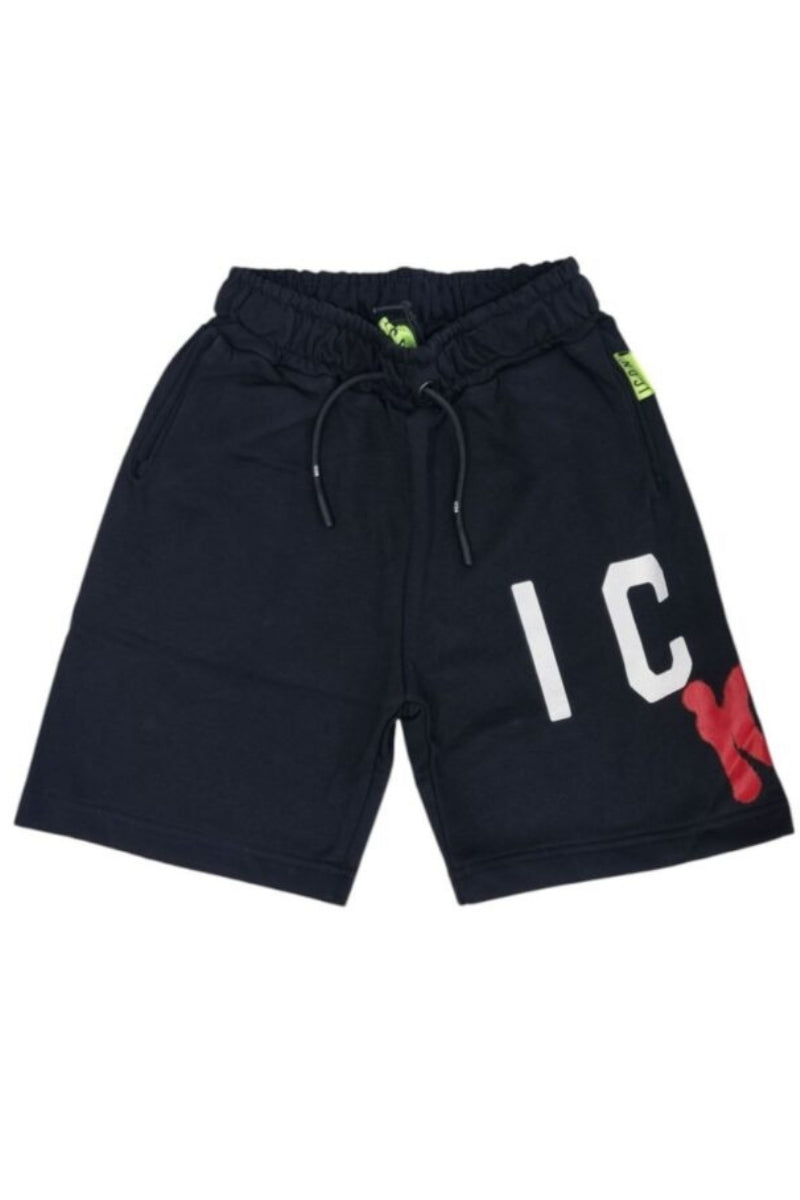 Bermuda da ragazzo con stampa con doppio maxi logo lettering bicolor IBSH00595