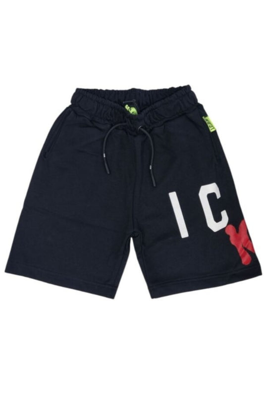 Bermuda da ragazzo con stampa con doppio maxi logo lettering bicolor IBSH00595