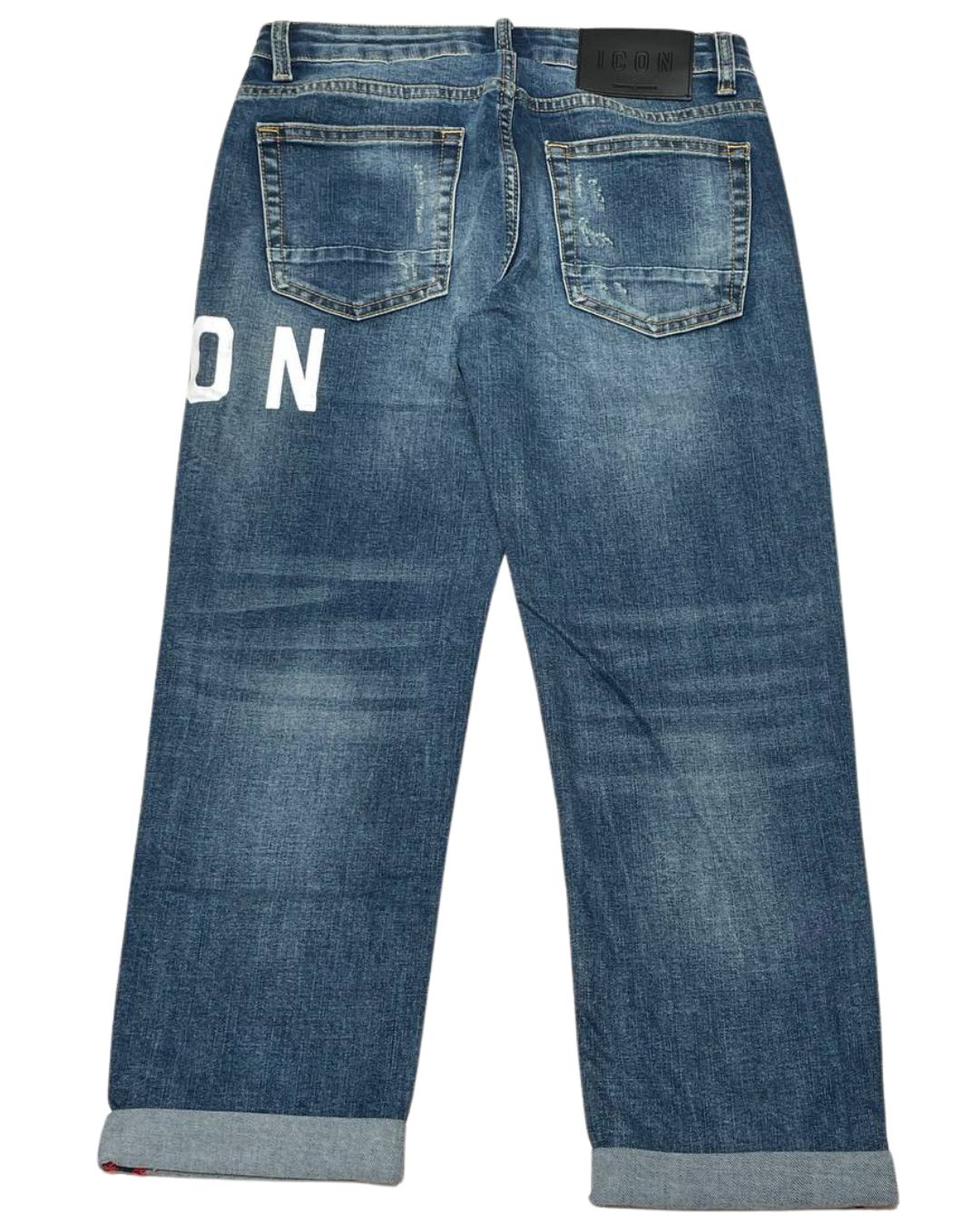 Jeans da ragazzo con logo lettering laterale sulla parte sinistra IBDT00454
