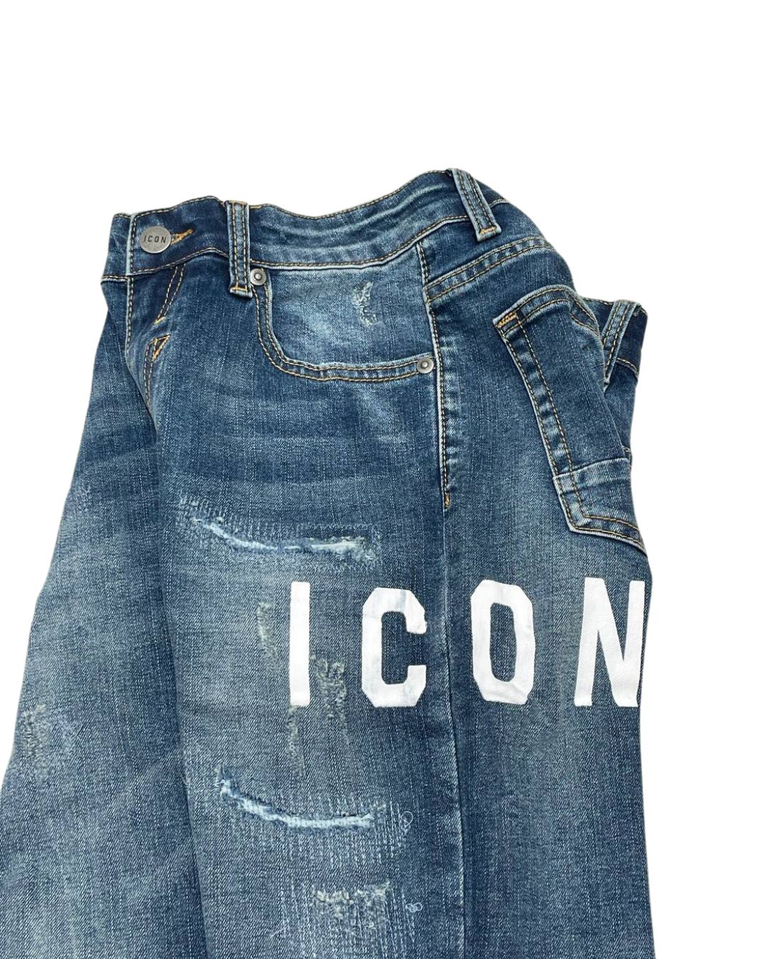 Jeans da ragazzo con logo lettering laterale sulla parte sinistra IBDT00454