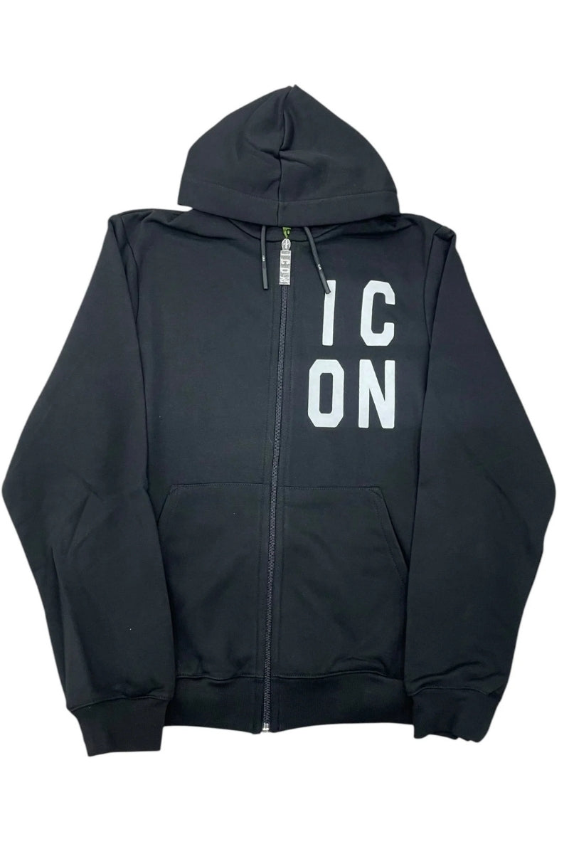 Felpa da ragazzo con cappuccio regolabile, zip integrale e logo lettering sulla parte sinistra IBSW00493