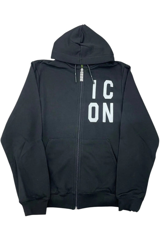 Felpa da ragazzo con cappuccio regolabile, zip integrale e logo lettering sulla parte sinistra IBSW00493