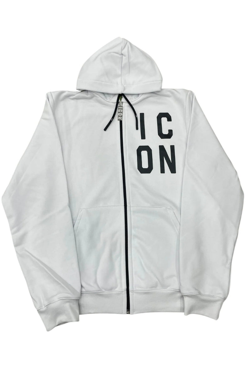 Felpa da ragazzo con cappuccio regolabile, zip integrale e logo lettering sulla parte sinistra IBSW00493