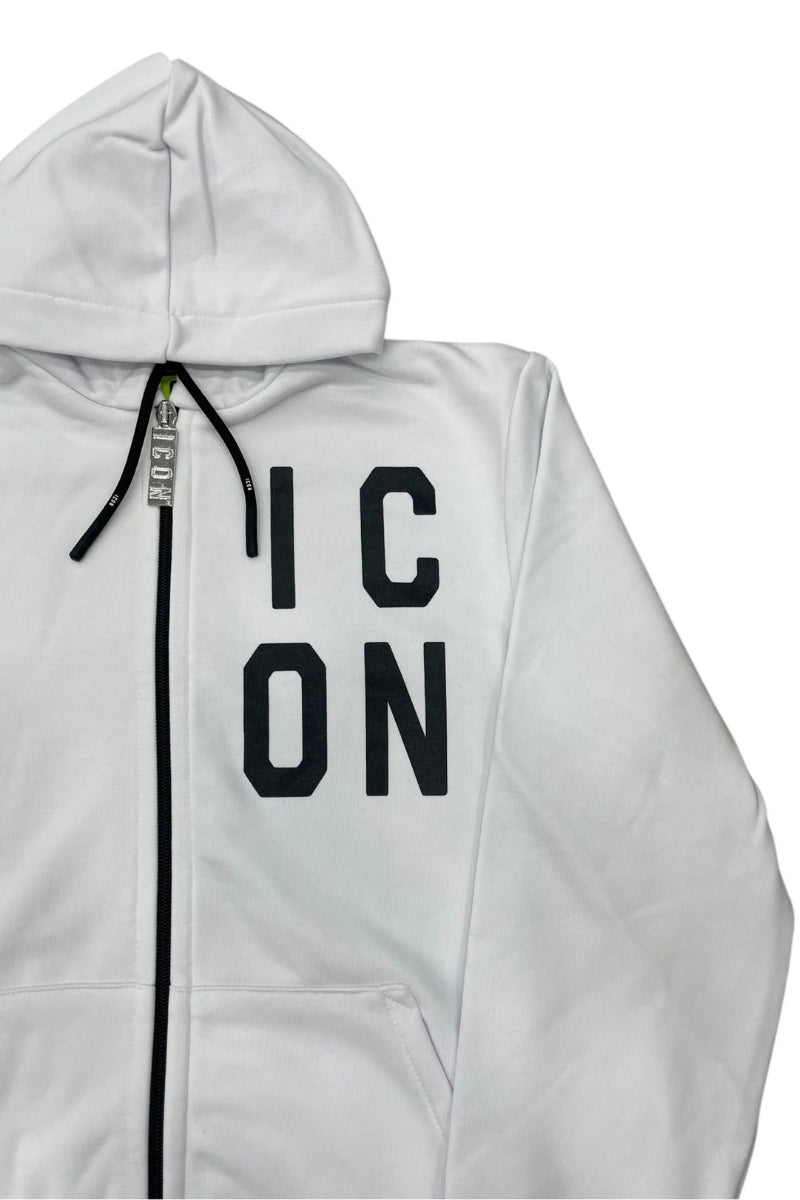 Felpa da ragazzo con cappuccio regolabile, zip integrale e logo lettering sulla parte sinistra IBSW00493