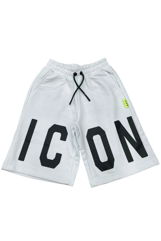Bermuda da ragazzo con maxi logo lettering frontale e cinta elastica IBSH00491