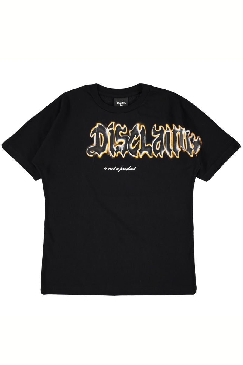 T-shirt girocollo da ragazzo con maxi logo fantasia fiamme a sinistra 25EDK58452