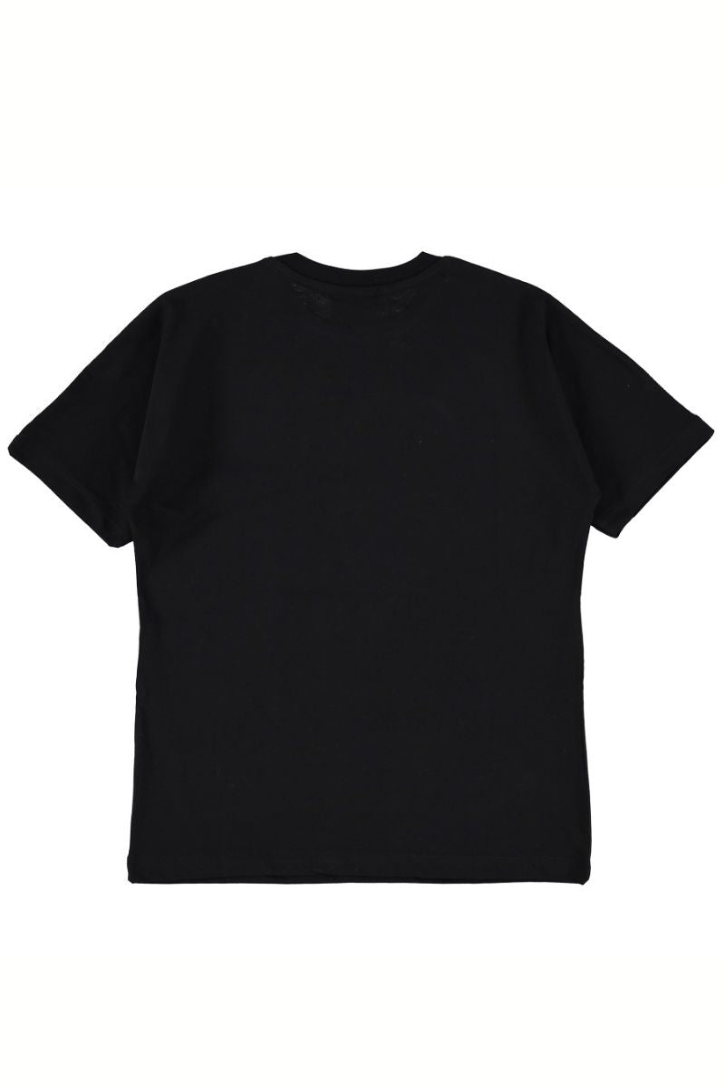 T-shirt girocollo da ragazzo con maxi logo fantasia fiamme a sinistra 25EDK58452