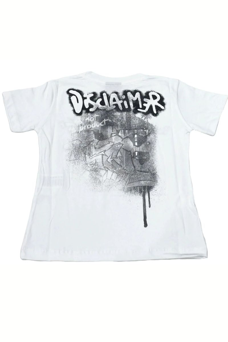 T-shirt girocollo da bambino e ragazzo in cotone con fantasia effetto vernice con logo 25EDK58410