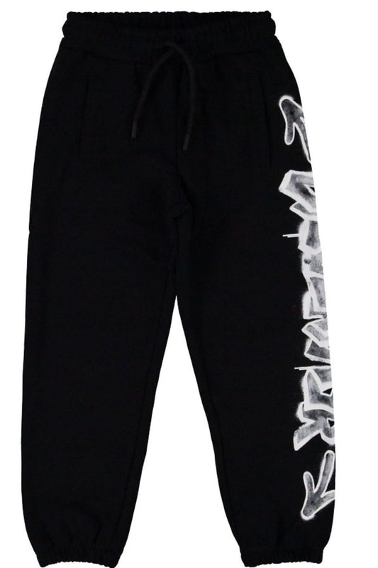 Pantaloni tuta da ragazzo con maxi logo laterale a sinistra effetto vernice spray a contrasto 25EDK58401
