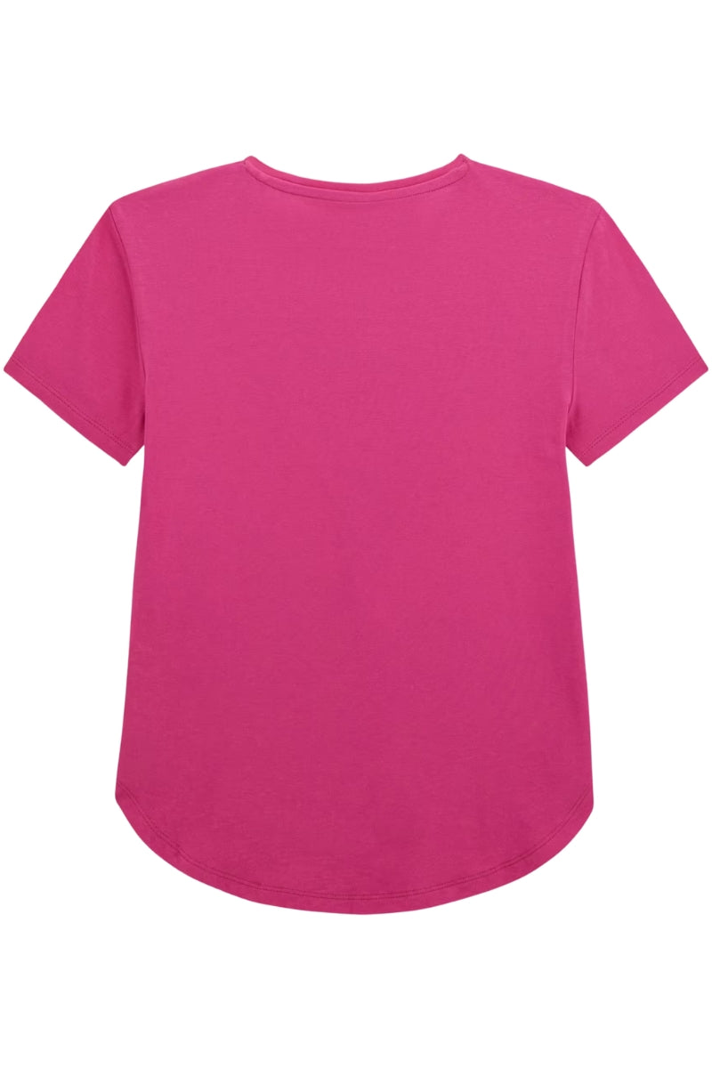 T-shirt girocollo da ragazza con triangolo logato con strass J5GI15K6YW4