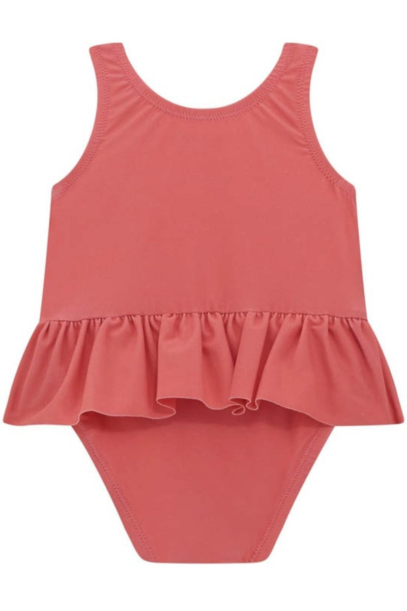 Costume intero da bambina con ruche applicata sul girovita A5GZ02KCA60