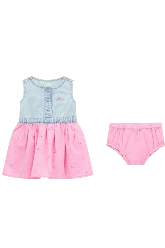 Vestitino smanicato da neonata in denim con culotte A5GK07D5NZ0