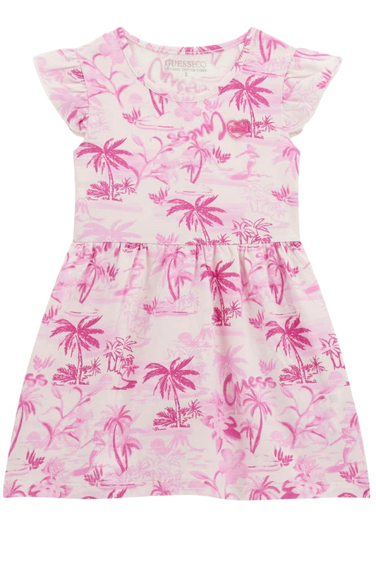 Vestito da bambina a fantasia tropicale con volant sulle maniche K5GK14K6YW4