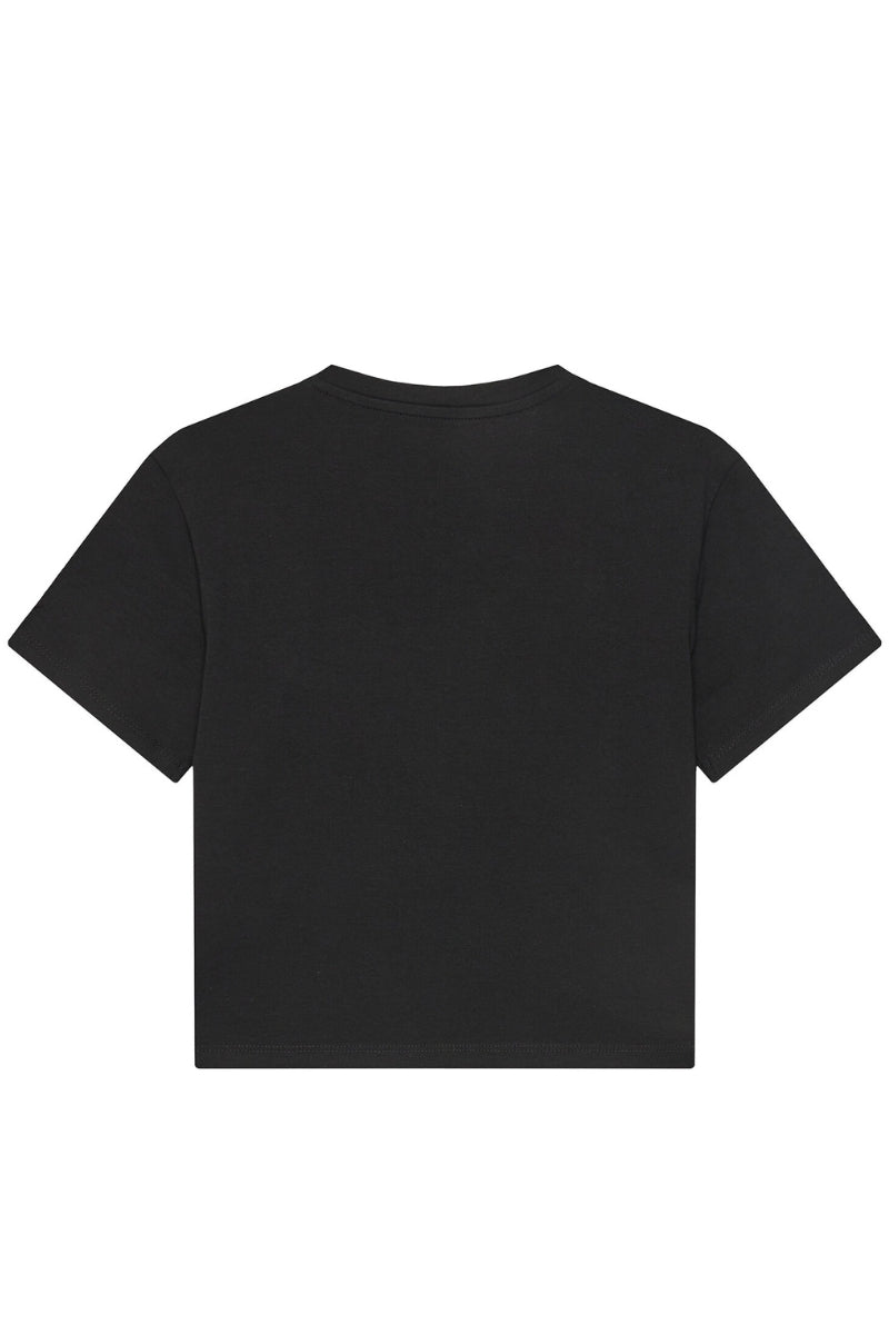 T-shirt girocollo da ragazza con maxi triangolo logato con paillettes J5GI04K6YW4