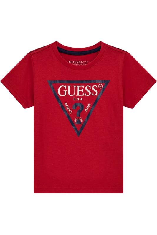 T-shirt girocollo da bambino con maxi triangolo logato a contrasto colore N73I55K8HM0