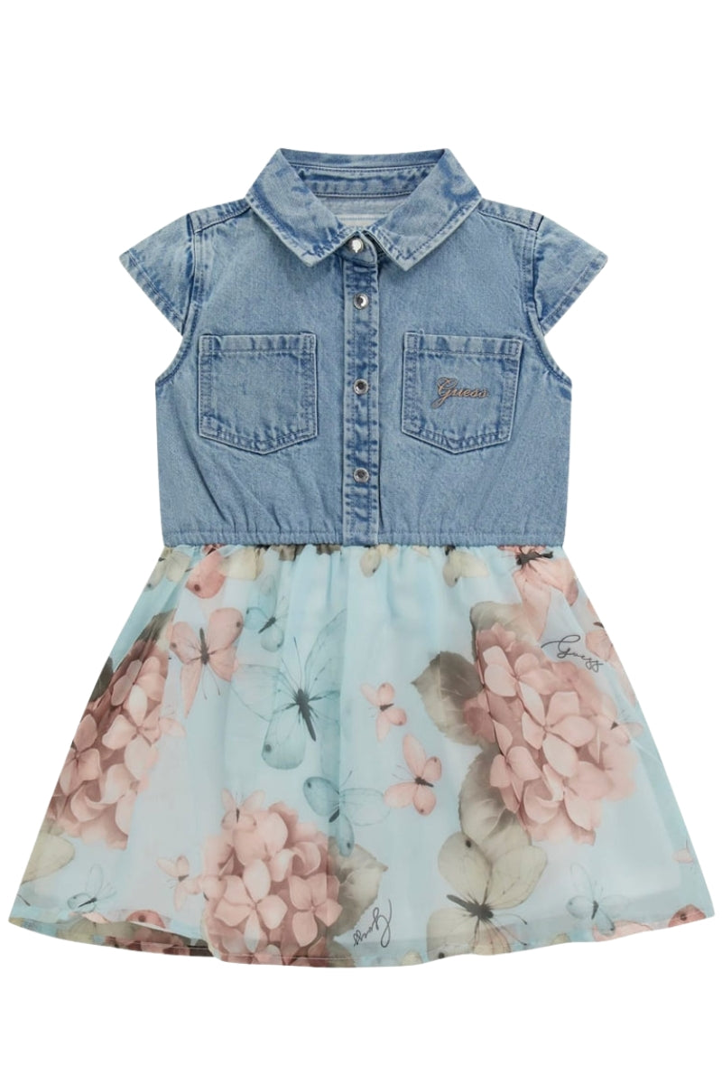 Vestito da bambina in denim e fantasia floreale K5RK16D4EU0