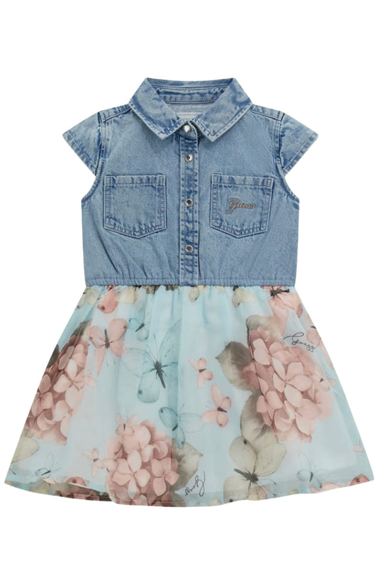 Vestito da bambina in denim e fantasia floreale K5RK16D4EU0