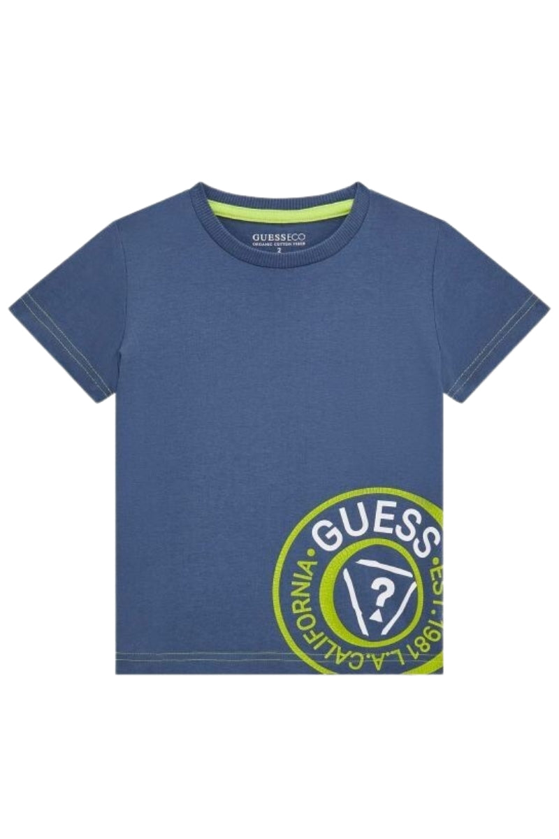 T-shirt girocollo da neonato e bambino con maxi stampa logata sul fondo a sinistra N5RI15K8HM4