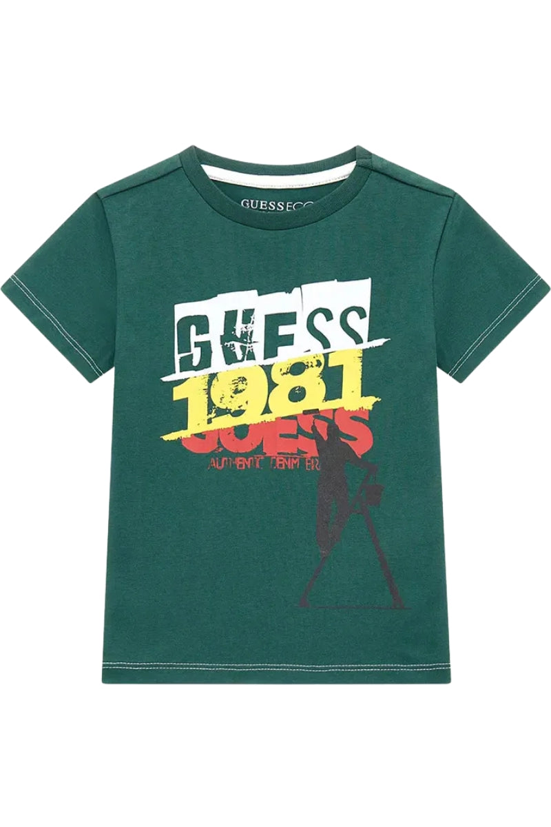 T-shirt girocollo da neonato e bambino con maxi stampa a contrasto colore N5RI02K8HM4