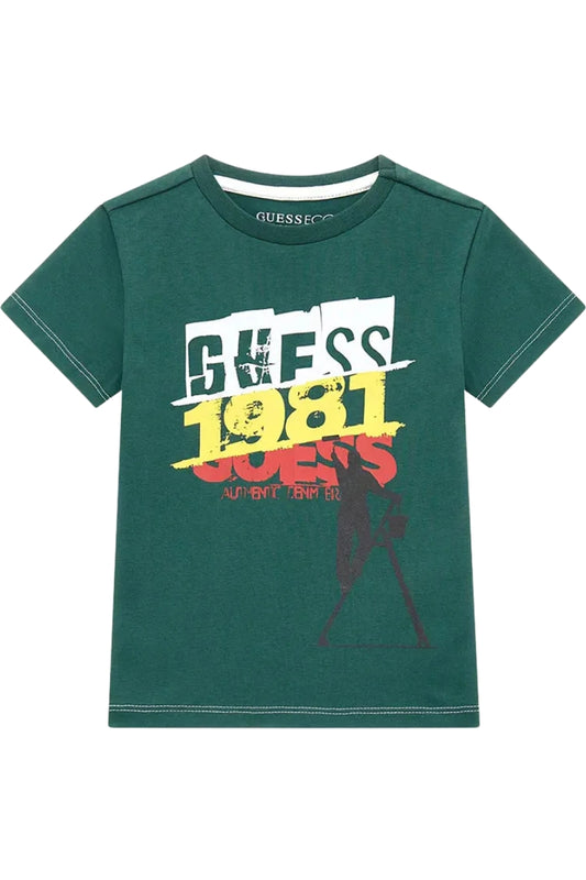 T-shirt girocollo da neonato e bambino con maxi stampa a contrasto colore N5RI02K8HM4