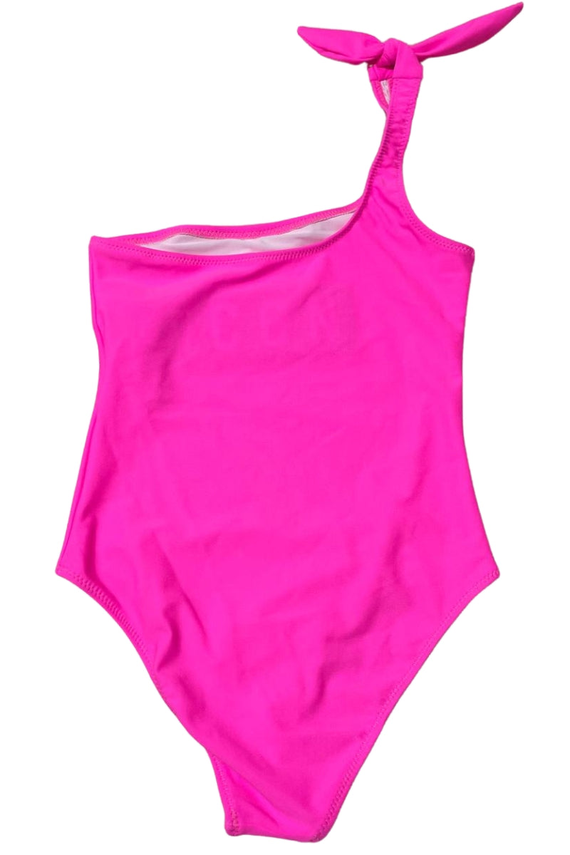 Costume da bagno da ragazza intero monospalla con logo lettering sul davanti IGCS00642