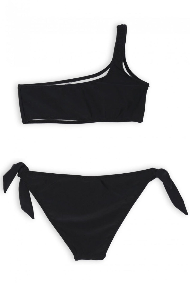 Bikini da ragazza con top monospalla, slip regolabile e maxi logo lettering frontale IGCS00641