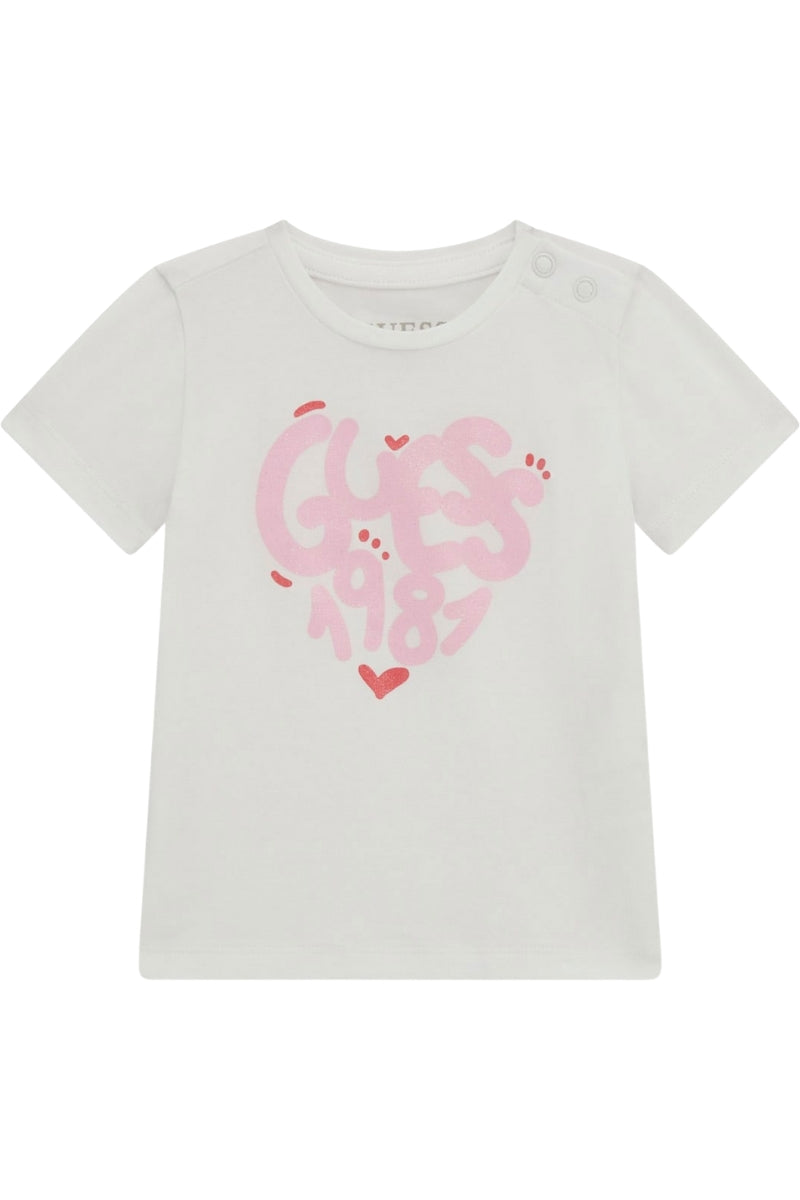 T-shirt girocollo da neonata con maxi logo stilizzato frontale A5RI00K6YW4