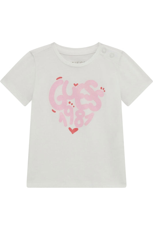 T-shirt girocollo da neonata con maxi logo stilizzato frontale A5RI00K6YW4