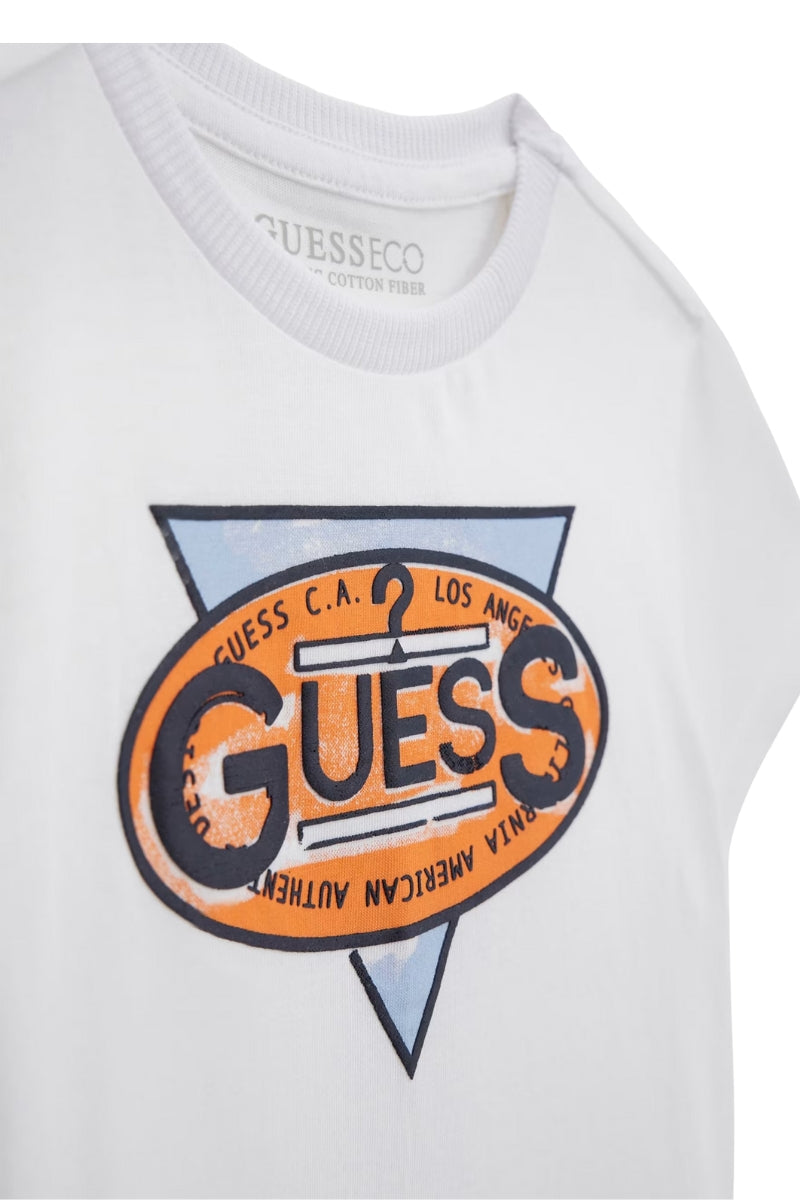 T-shirt girocollo da neonato e bambino con stampa logata frontale N5GI01K8HM4