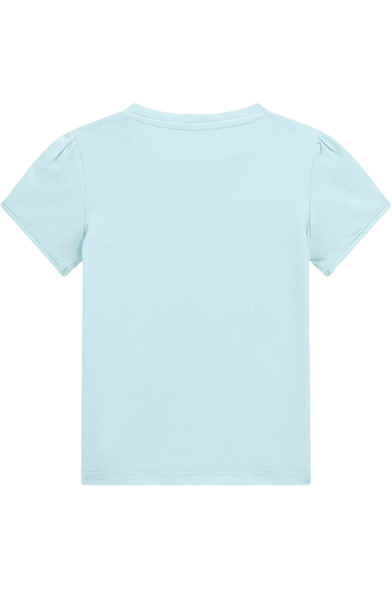 T-shirt girocollo da bambina con arricciature sulle maniche e fantasia floreale K5RI07K6YW4