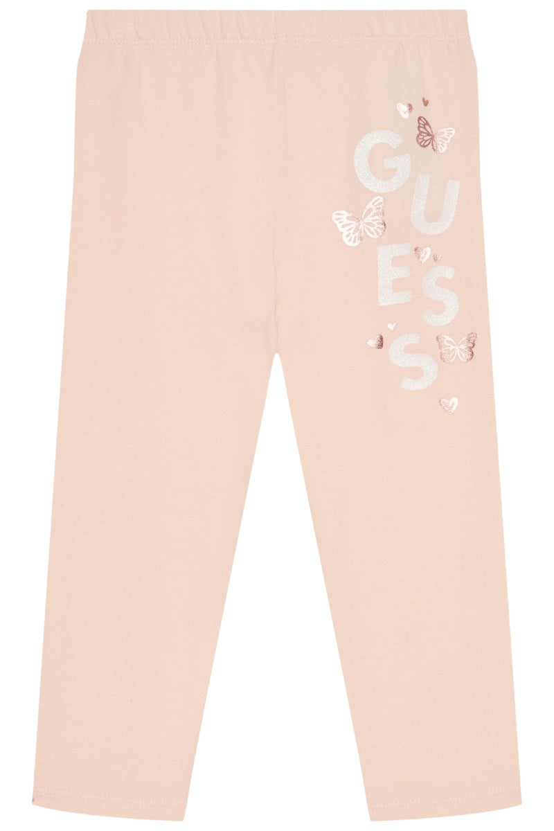 Leggins da neonata e bambina con stampa logo e farfalle a sinistra K5RB02J131