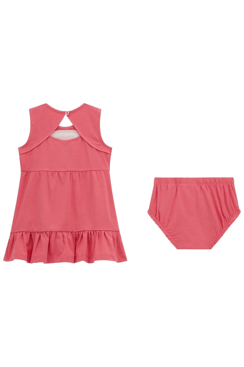 Abito da neonata girocollo con maxi triangolo logato con paillettes e copri mutandine A5GK06K6YW4