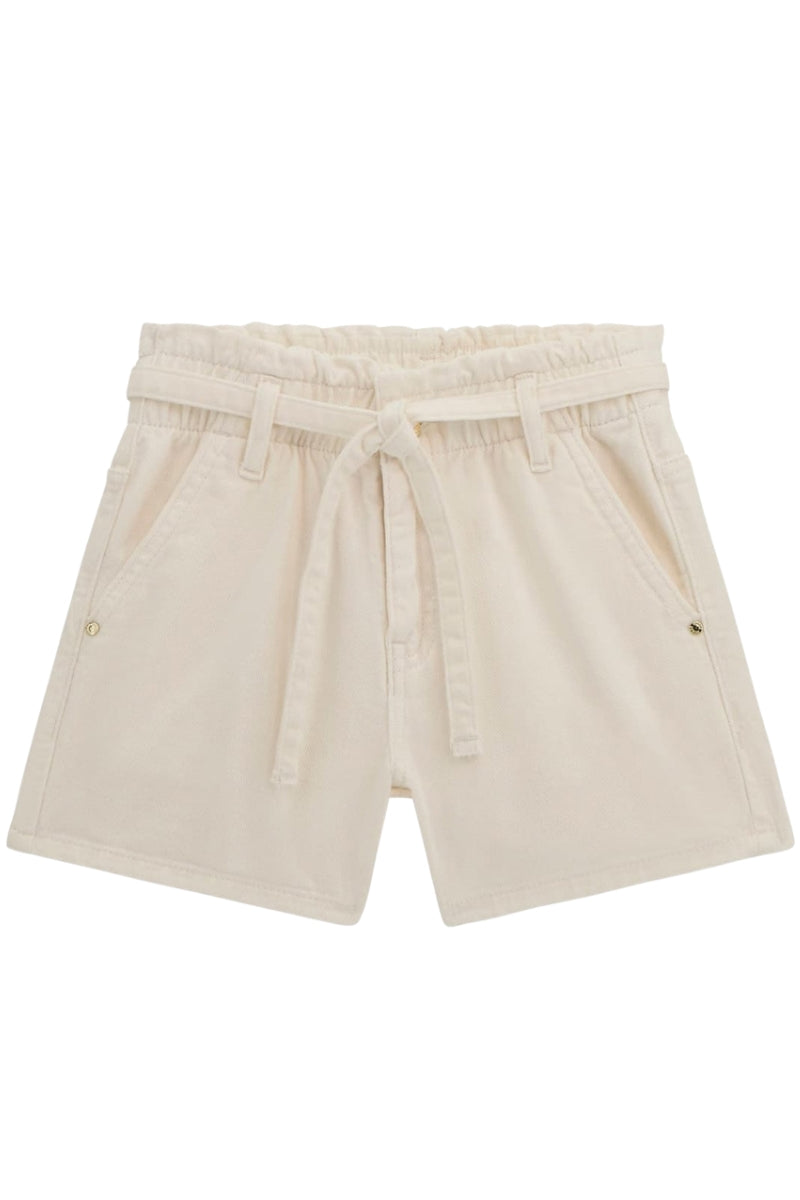 Shorts da ragazza in cotone a vita alta elasticizzata e cinta J5GD15WH630