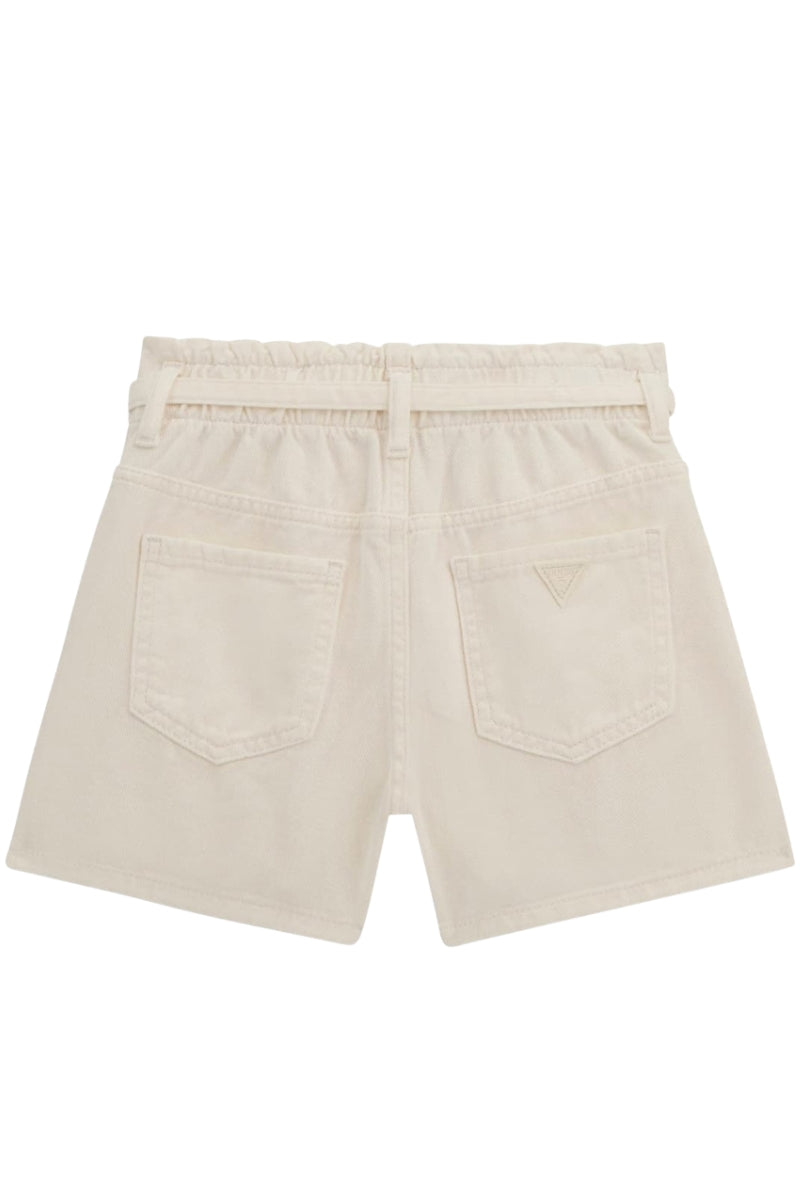 Shorts da ragazza in cotone a vita alta elasticizzata e cinta J5GD15WH630
