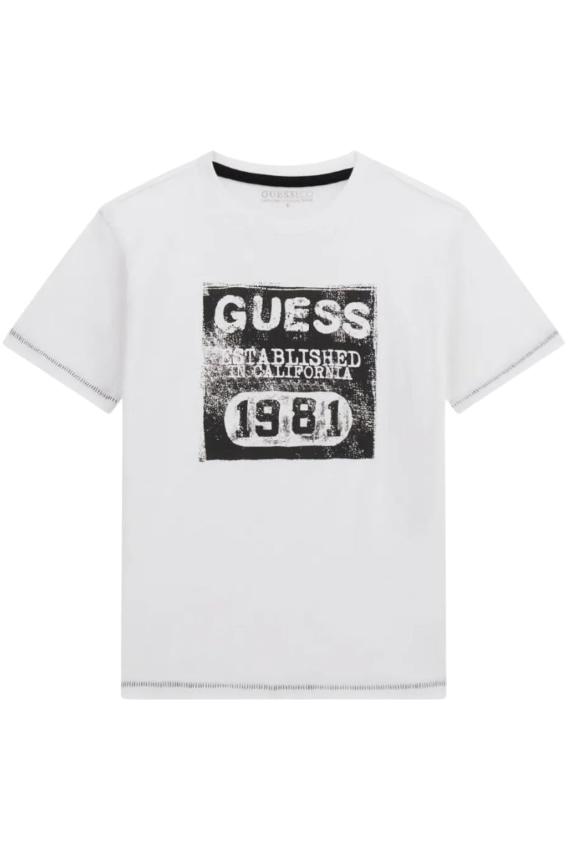 T-shirt girocollo da ragazzo con stampa frontale a contrasto colore L5RI22K8HM4