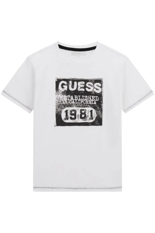T-shirt girocollo da ragazzo con stampa frontale a contrasto colore L5RI22K8HM4