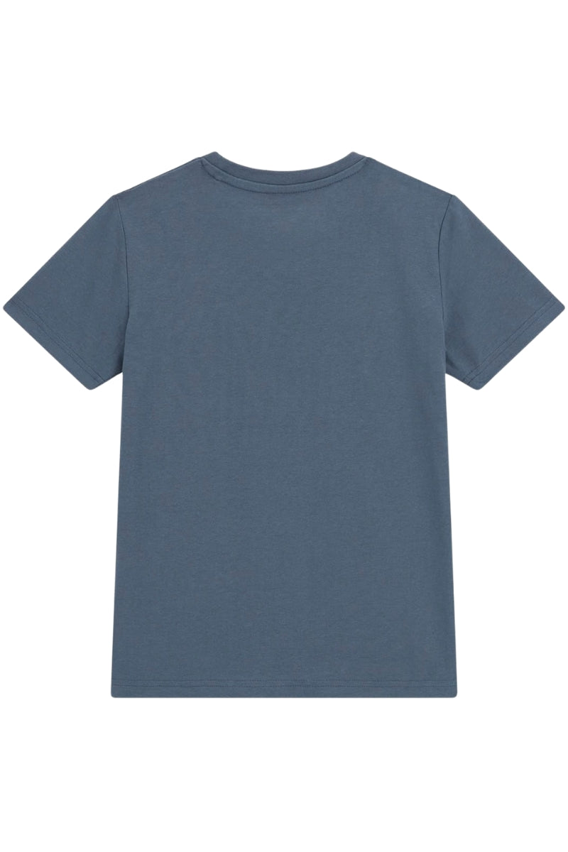 T-shirt girocollo da ragazzo con multi logo lettering sul fondo  L5RI12K8HM4