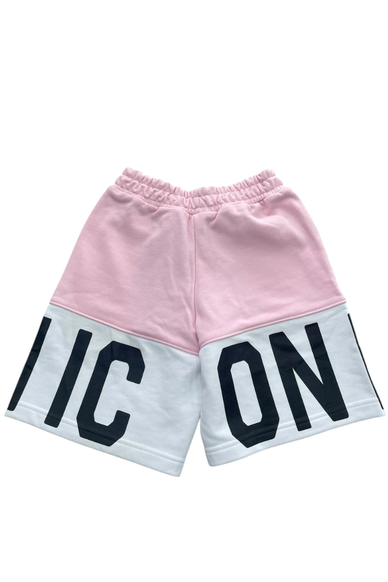 Shorts da ragazza con design bicolor e maxi logo lettering frontale IGSH00500
