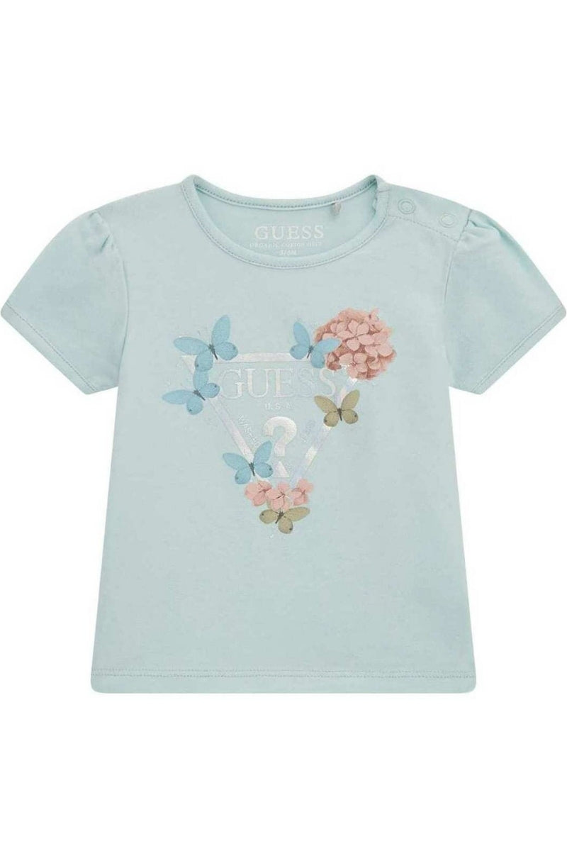T-shirt girocollo da neonata con arricciatura sulle spalle A5RI03K6YW4