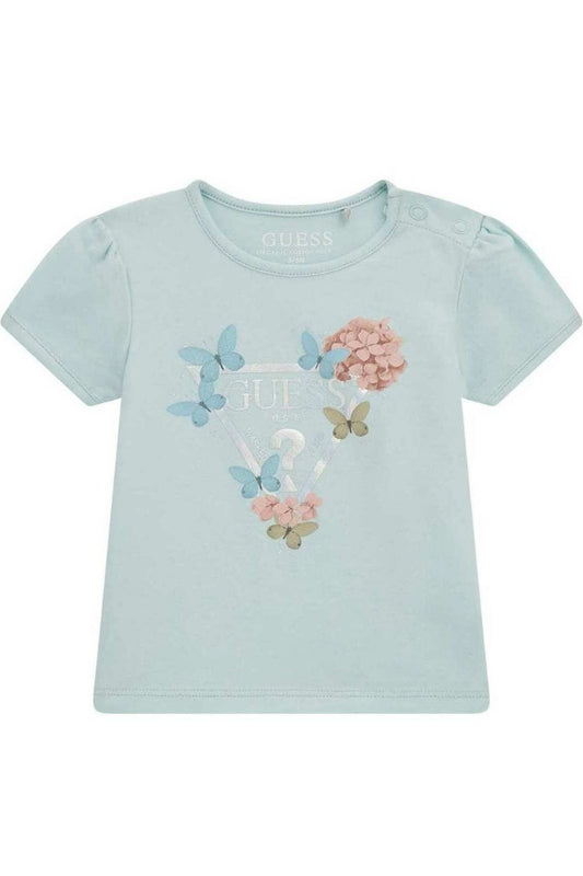 T-shirt girocollo da neonata con arricciatura sulle spalle A5RI03K6YW4
